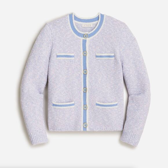 J. CREW Marled Sweater Lady Jacket Lilac Seascape White {7} - Picture 1 of 7